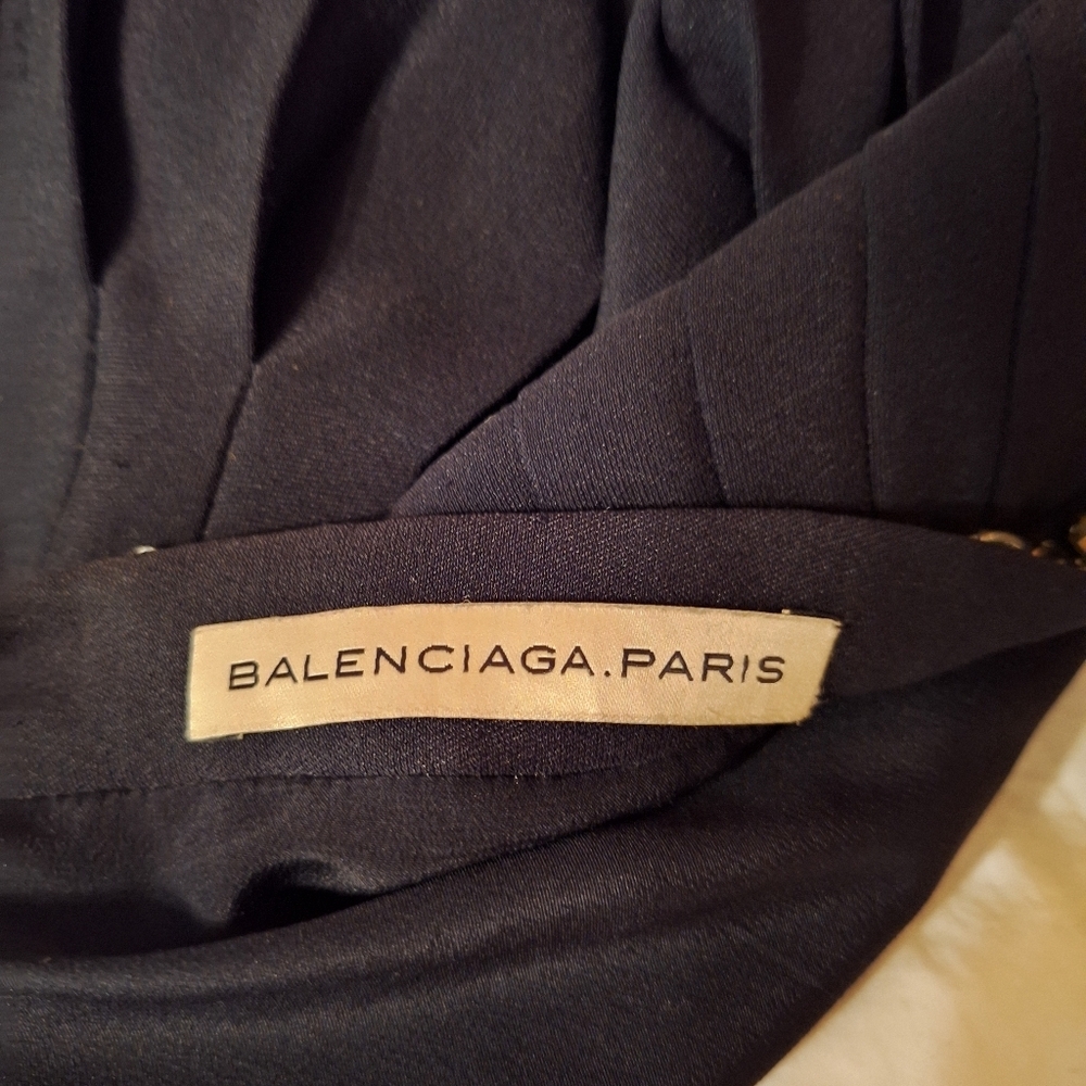 Authentic Balenciaga Paris 100% Silk GRUNGE Sequined Black Skirt 36 Skater READ - Picture 5 of 9